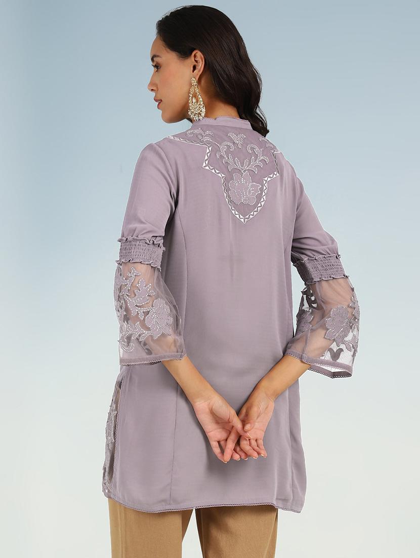 women embroidered mandarin neck tunic - 21452037 - Zoom Image - 2