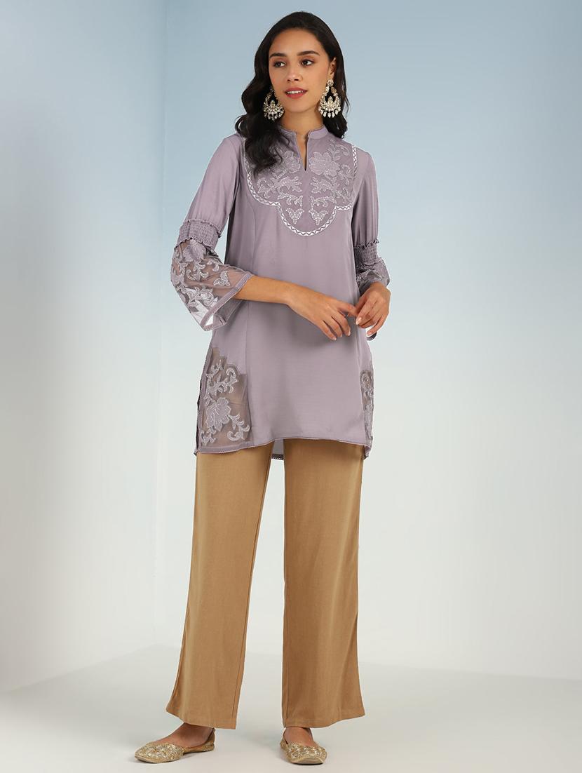 women embroidered mandarin neck tunic - 21452037 - Zoom Image - 5
