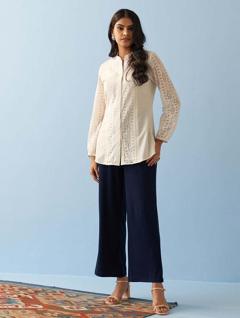 women self design lace mandarin neck tunic - 21452062 - Zoom Image - 4