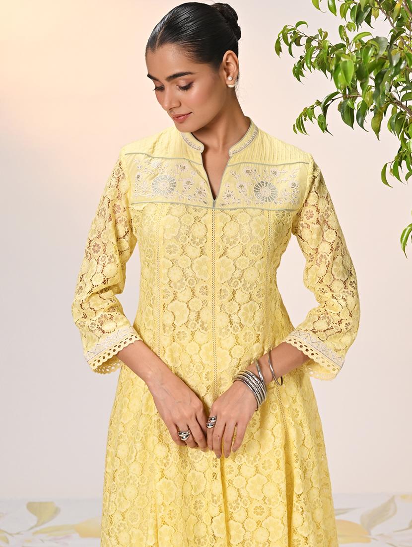 women yellow net anarkali kurta - 21452276 - Standard Image - 3