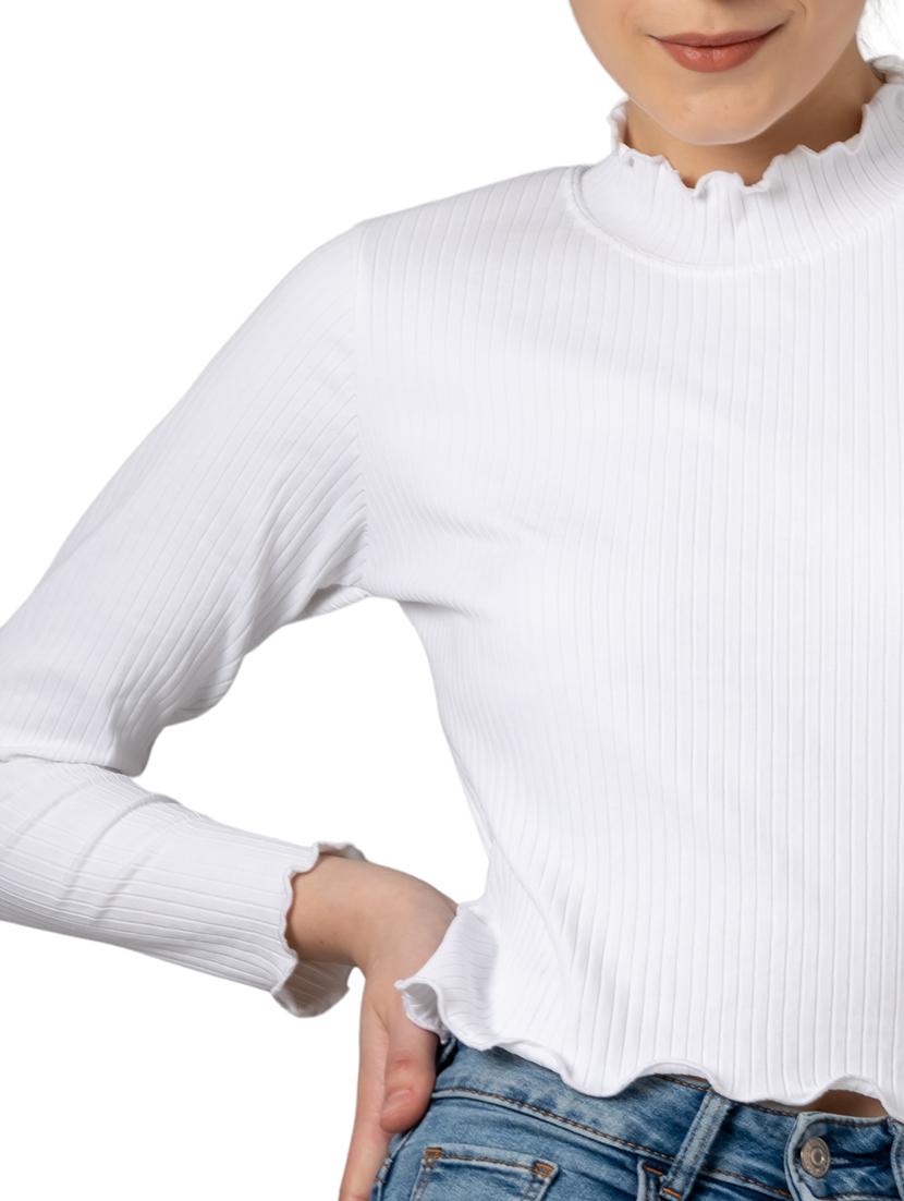 women solid long sleeves crop top - 21452597 - Standard Image - 5