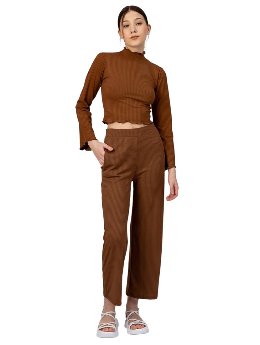 women solid high neck long sleeves top - 21452696 - Standard Image - 4