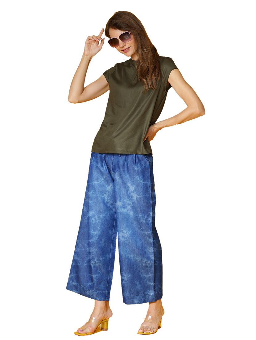 women mid-rise tie & dye denim palazzo - 21454633 - Zoom Image - 4