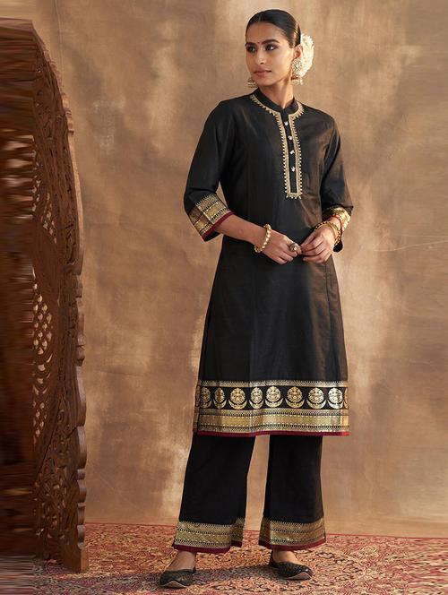 women black embroidered kurta palazzo set  - 21458962 - Very Small Image - 1