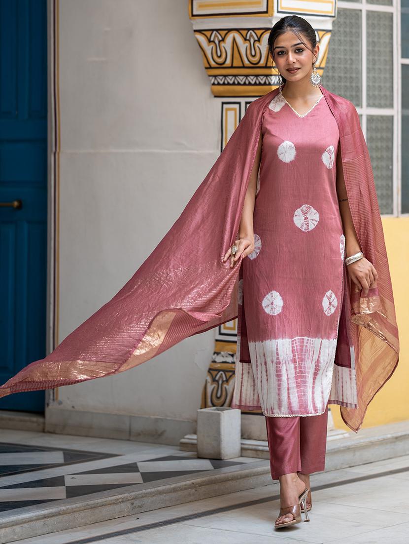 women mauve silk straight kurta - 21459710 -  Zoom Image - 0