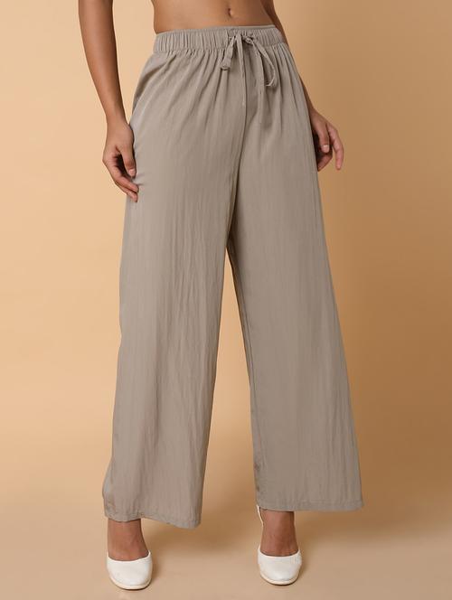 women solid mid irse wide leg trouser - 21463592 - Very Small Image - 1