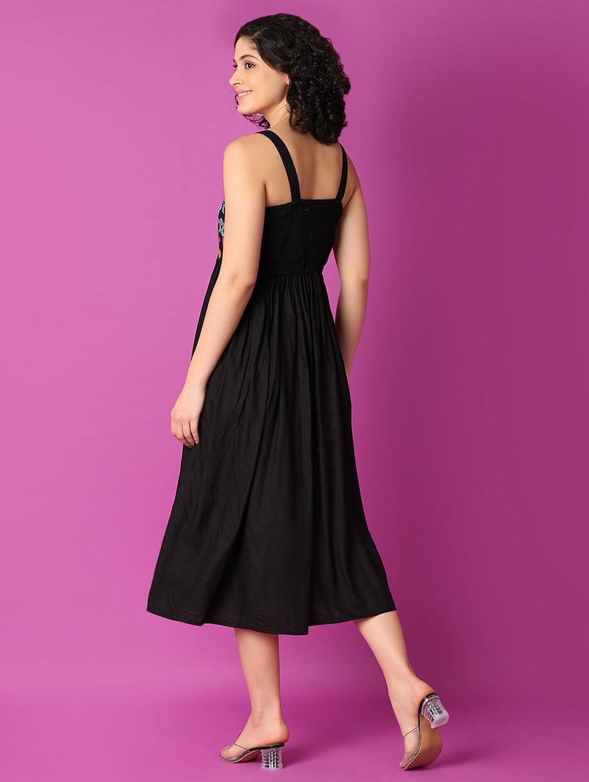women black embroiderd flared ethnic dress - 21464739 - Zoom Image - 3