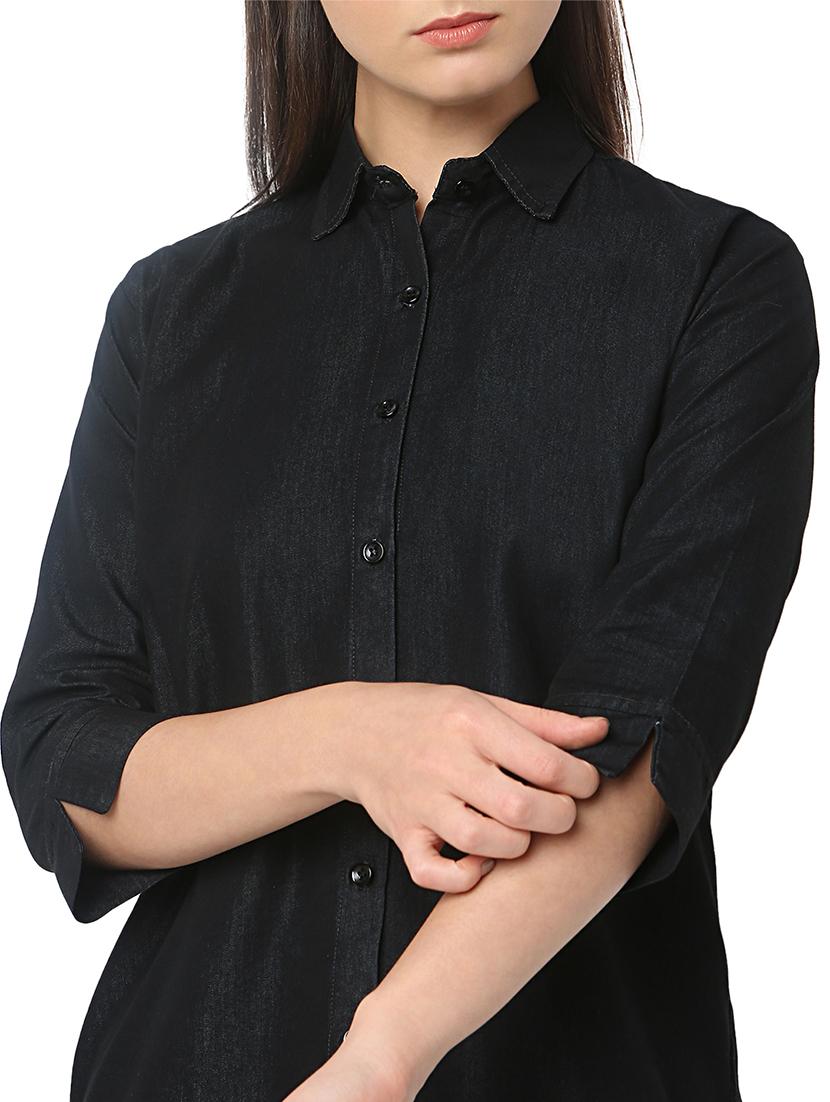 women solid denim shirt - 21468658 - Standard Image - 5