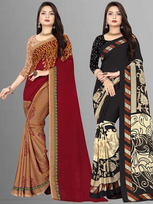 women pack of 2 casual wear combo sarees with blouse - 21476996 - Very Small Image - 1