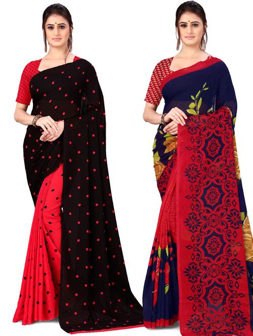 women pack of 2 casual wear combo sarees with blouse - 21477465 - Very Small Image - 1