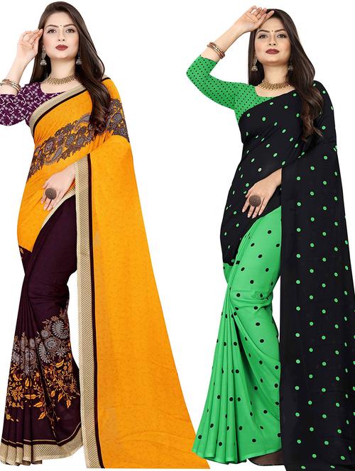 women pack of 2 casual wear combo sarees with blouse - 21477813 - Very Small Image - 1
