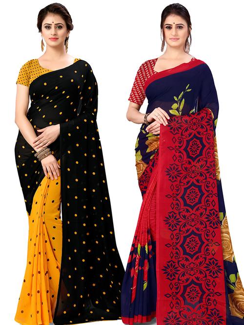 women pack of 2 casual wear combo sarees with blouse - 21477947 - Very Small Image - 1