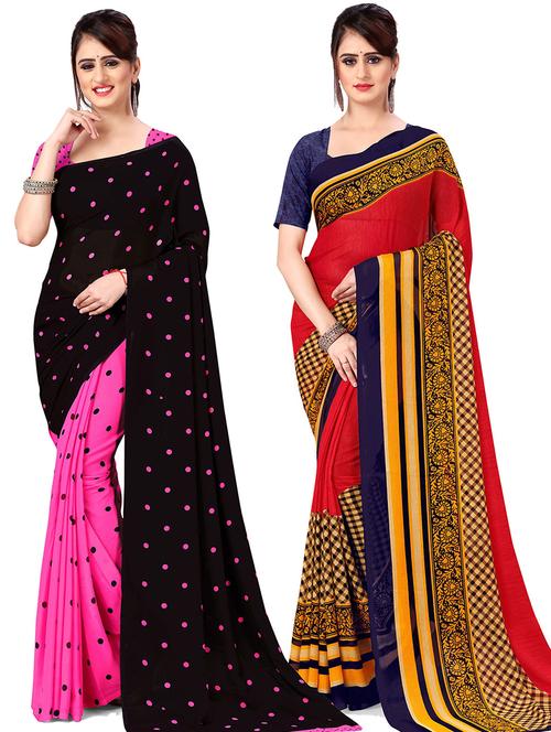 women pack of 2 casual wear combo sarees with blouse - 21478551 - Very Small Image - 1