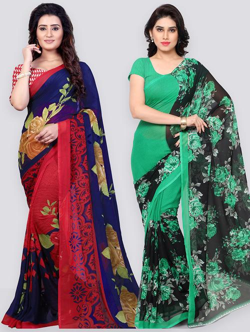 women pack of 2 casual wear sarees with blouse - 21478869 - Very Small Image - 1