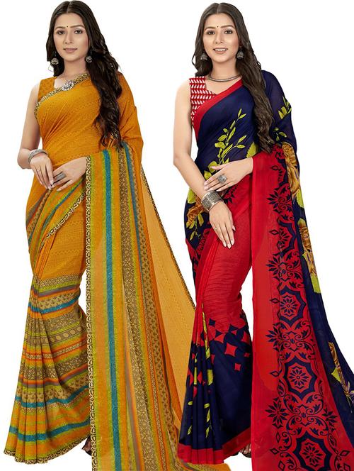 women pack of 2 casual wear combo sarees with blouse - 21478959 - Very Small Image - 1