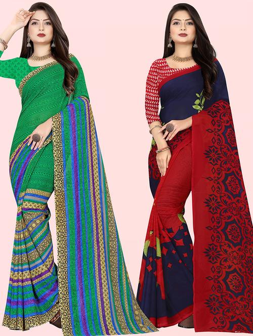 women pack of 2 casual wear combo sarees with blouse - 21479961 - Very Small Image - 1