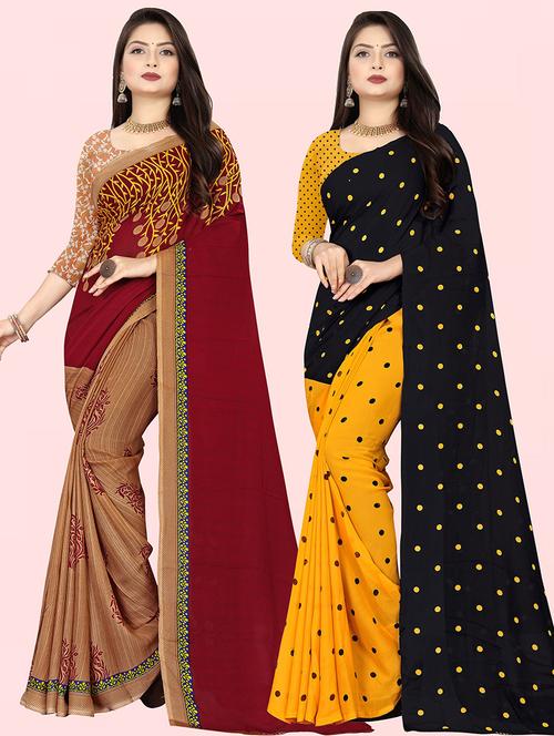women pack of 2 casual wear combo sarees with blouse - 21480137 - Very Small Image - 1