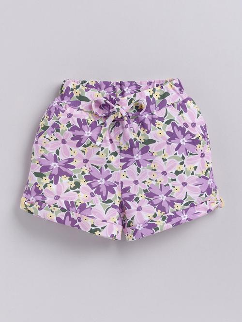kids purple printed cotton shorts - 21484489 - Very Small Image - 1