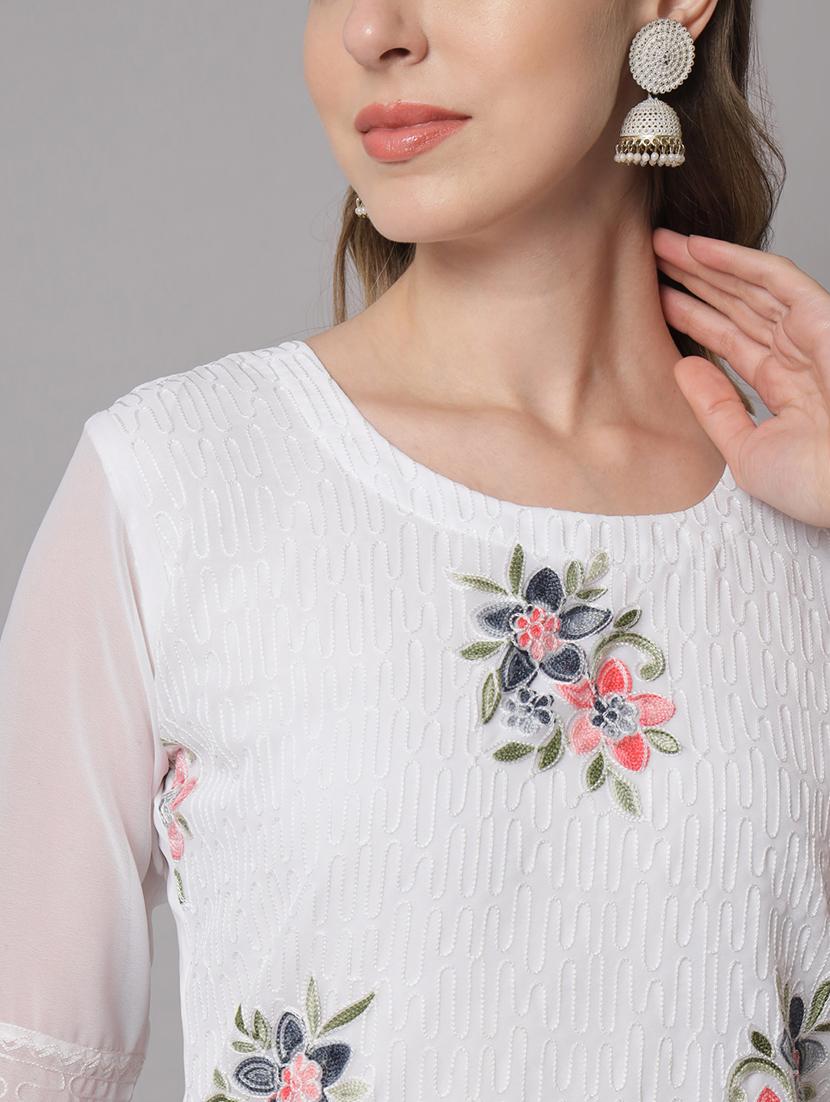 women white georgette straight kurta - 21484839 - Standard Image - 5