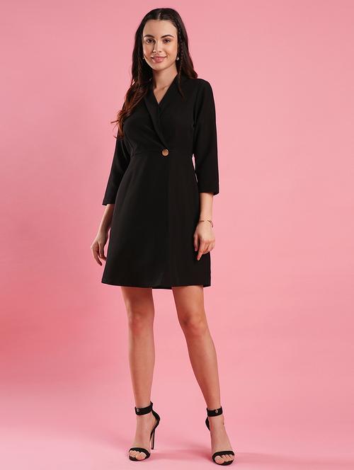 globus women black lapel collar over lap sheath workwear blazer dress - 21486286 - Standard Image - 0