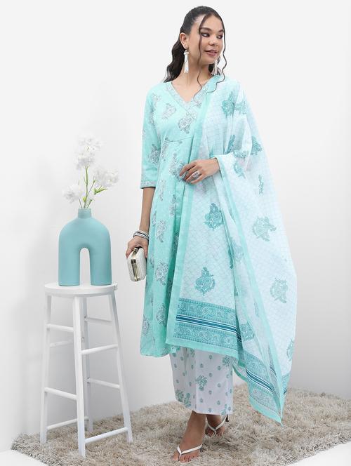 women floral kurta palazzo set with dupatta - 21486501 - Very Small Image - 1
