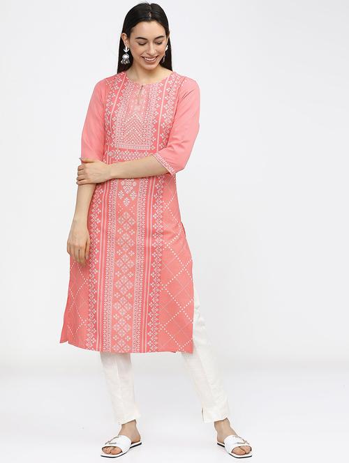 women three quarter sleeve printed a-line kurta - 21486611 - Very Small Image - 1