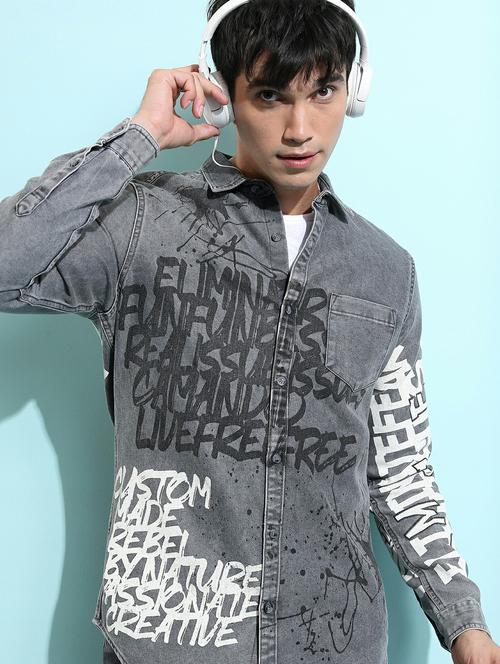 men grey collared neck casual shirts - 21486912 - Very Small Image - 1