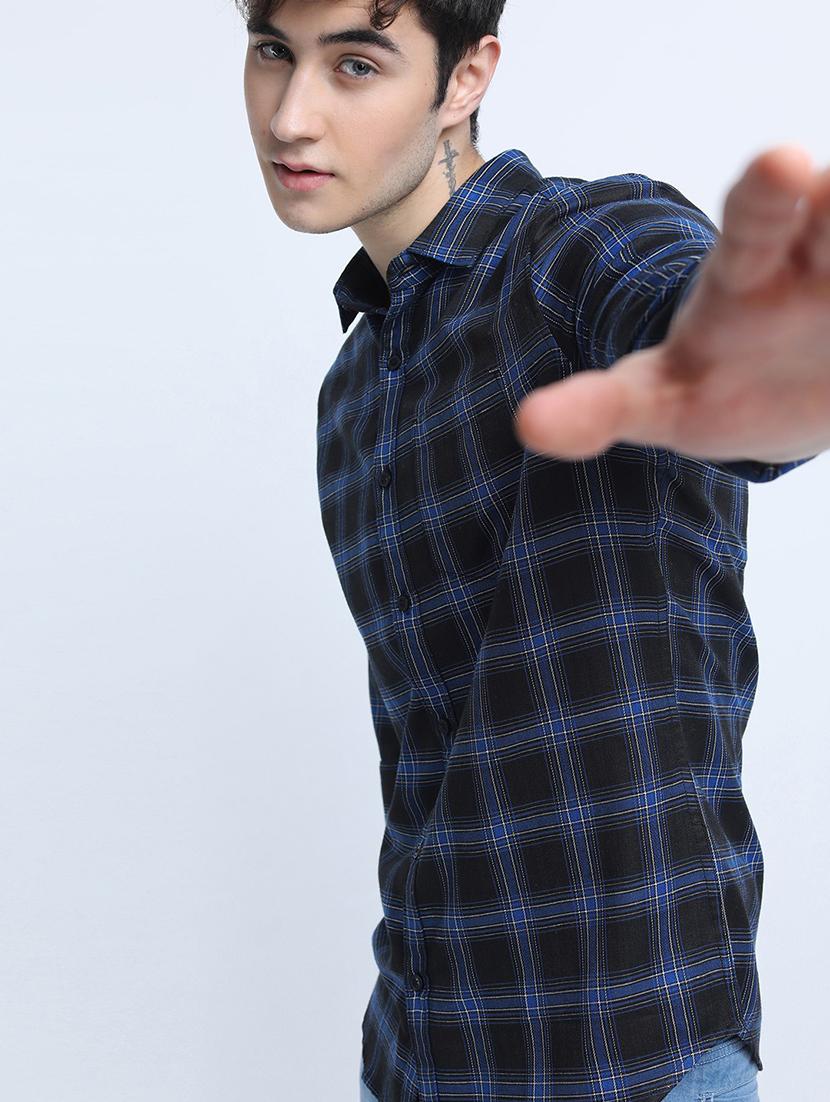 men long sleeved checkered casual shirt - 21487530 - Zoom Image - 0