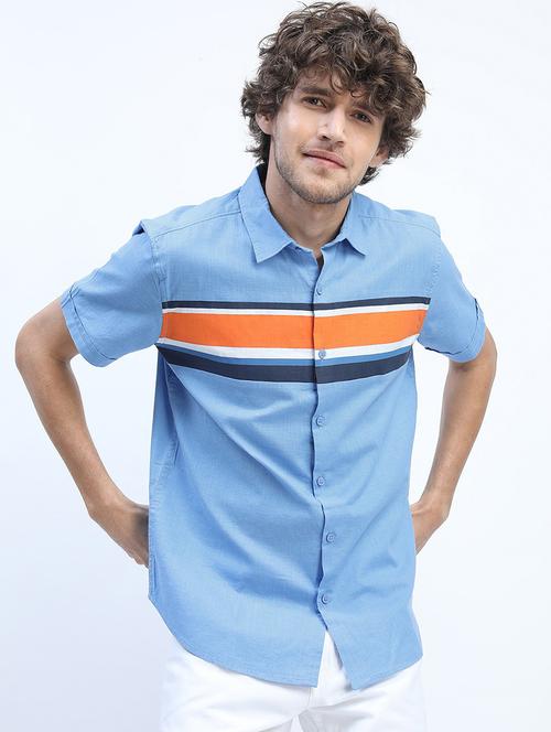 men collared color block casual shirt - 21487571 - Very Small Image - 1