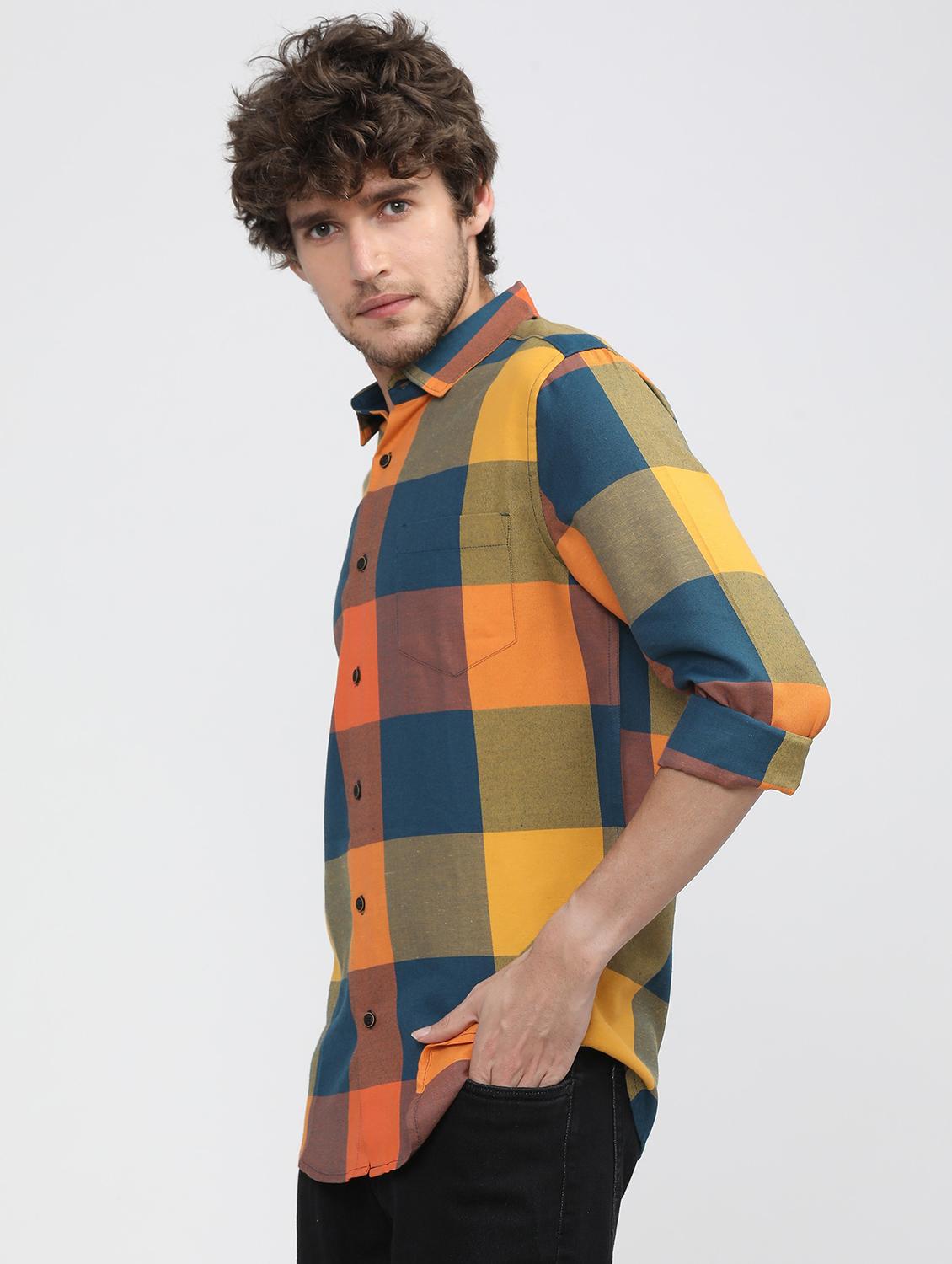 men collared checks casual shirt - 21487599 - Standard Image - 2