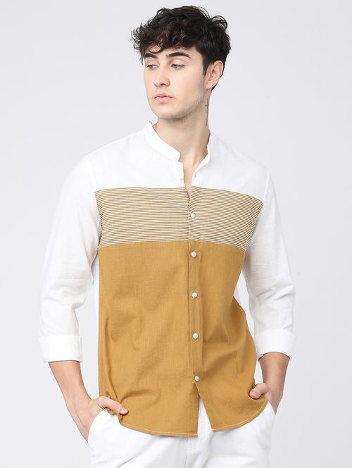 men collared color block casual shirt - 21487645 - Very Small Image - 1