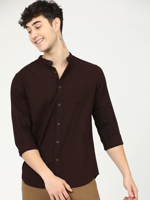 men mandrain collar long sleeves casual shirt - 21487712 -  Standard Image - 0