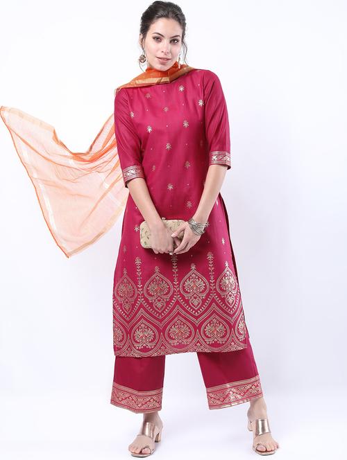 women pink kurta pant set with dupatta - 21488327 - Very Small Image - 1