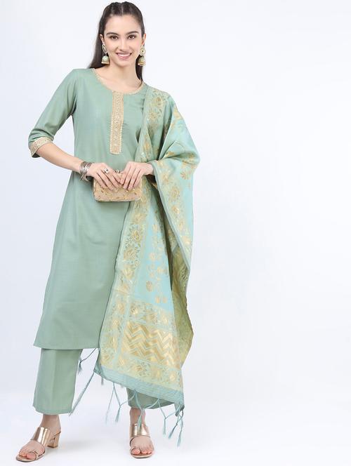 women neo mint kurta palazzo set with dupatta - 21488421 - Very Small Image - 1