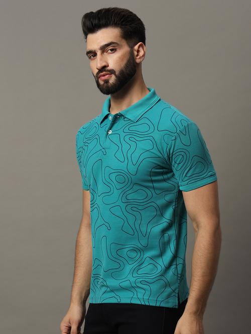 men printed short sleeve polo t-shirt - 21494830 - Standard Image - 0
