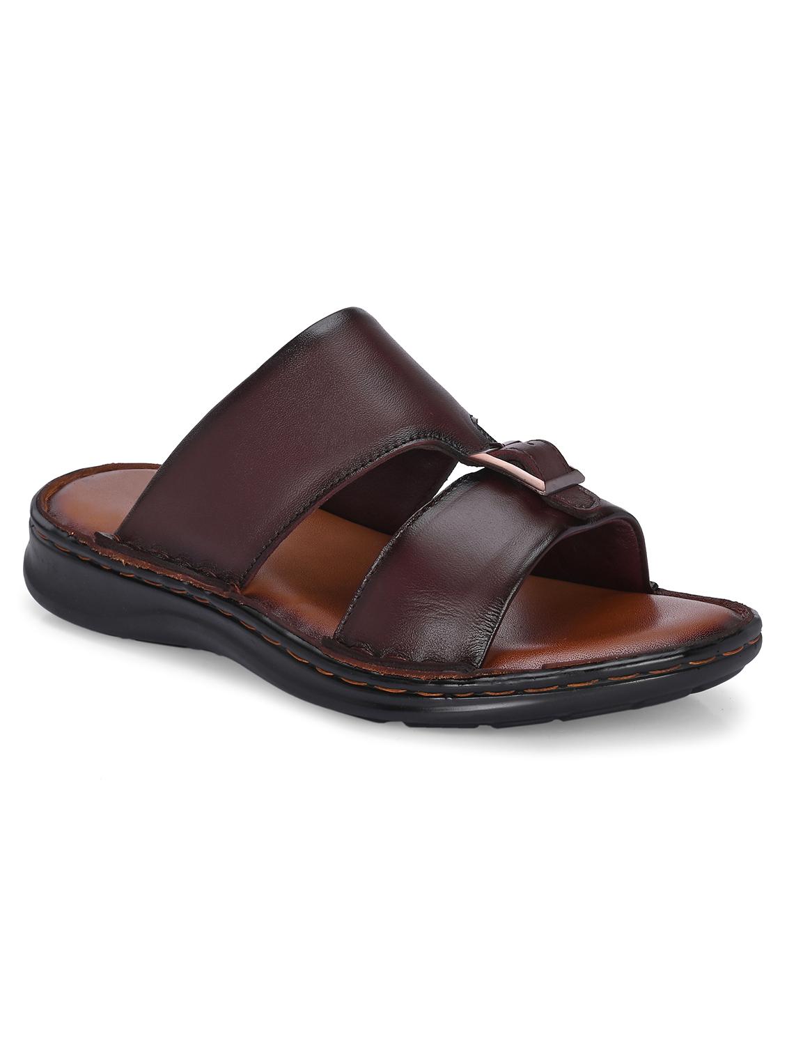 brown leatherette slip on slippers