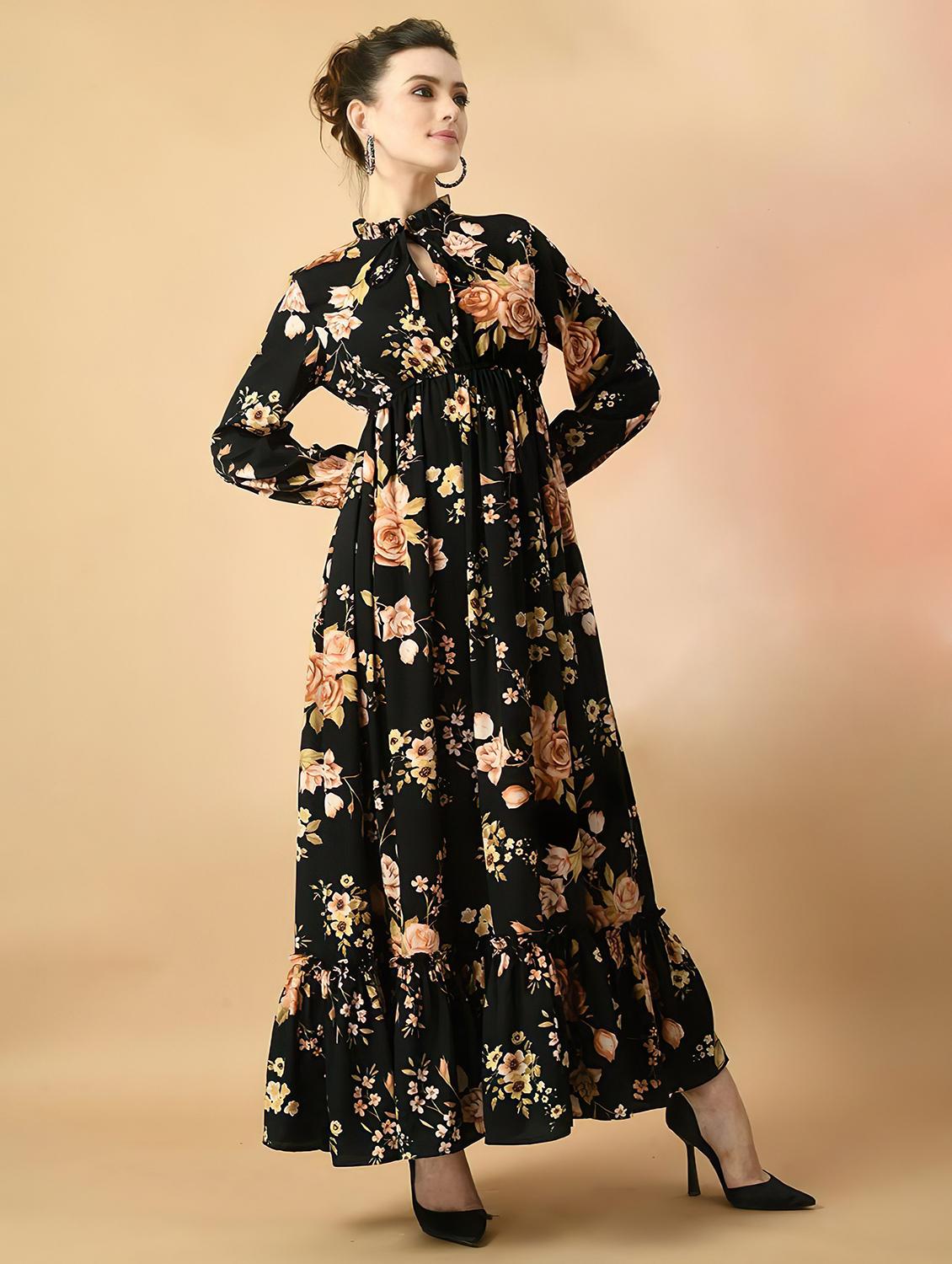 women black crepe fit and flare dress - 21495184 - Zoom Image - 0