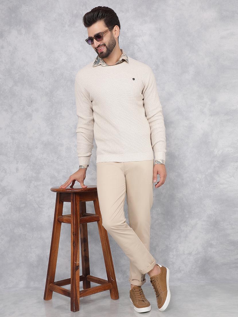 men cream self design cotton pullover - 21495840 - Zoom Image - 4