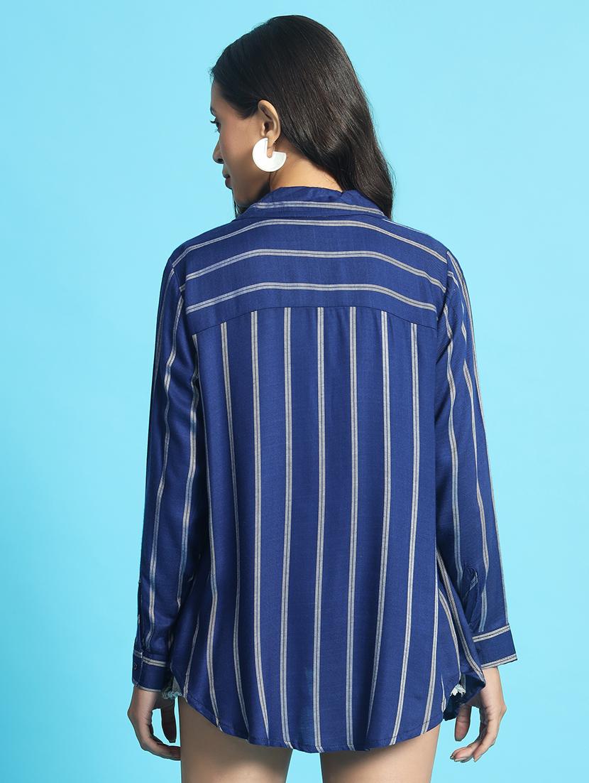women long sleeved striped oversized shirt - 21501166 - Standard Image - 3