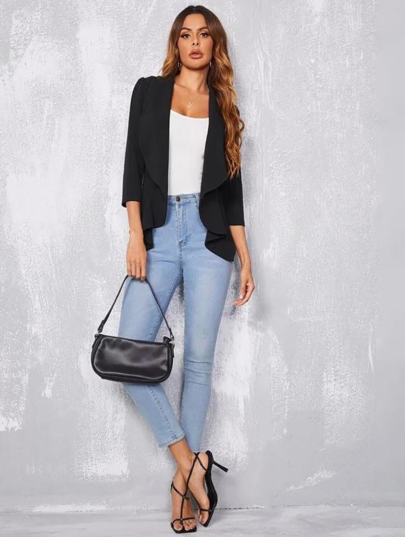 black solid formal blazer - 21501178 - Standard Image - 4