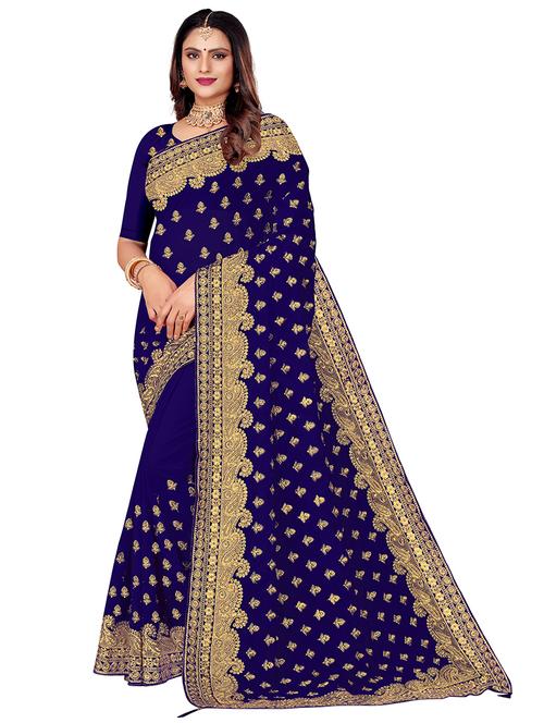 women blue embroidered saree - 21501188 - Standard Image - 0