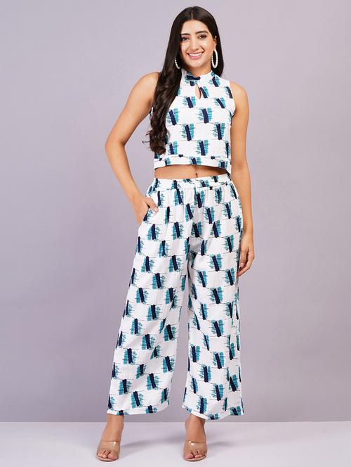 women white printed top & palazzo co-ord set - 21501694 - Standard Image - 0