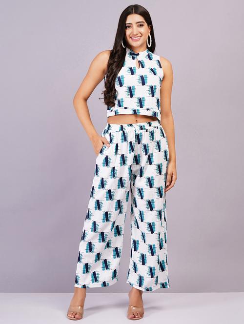 women white printed top & palazzo co-ord set - 21501694 -  Standard Image - 0