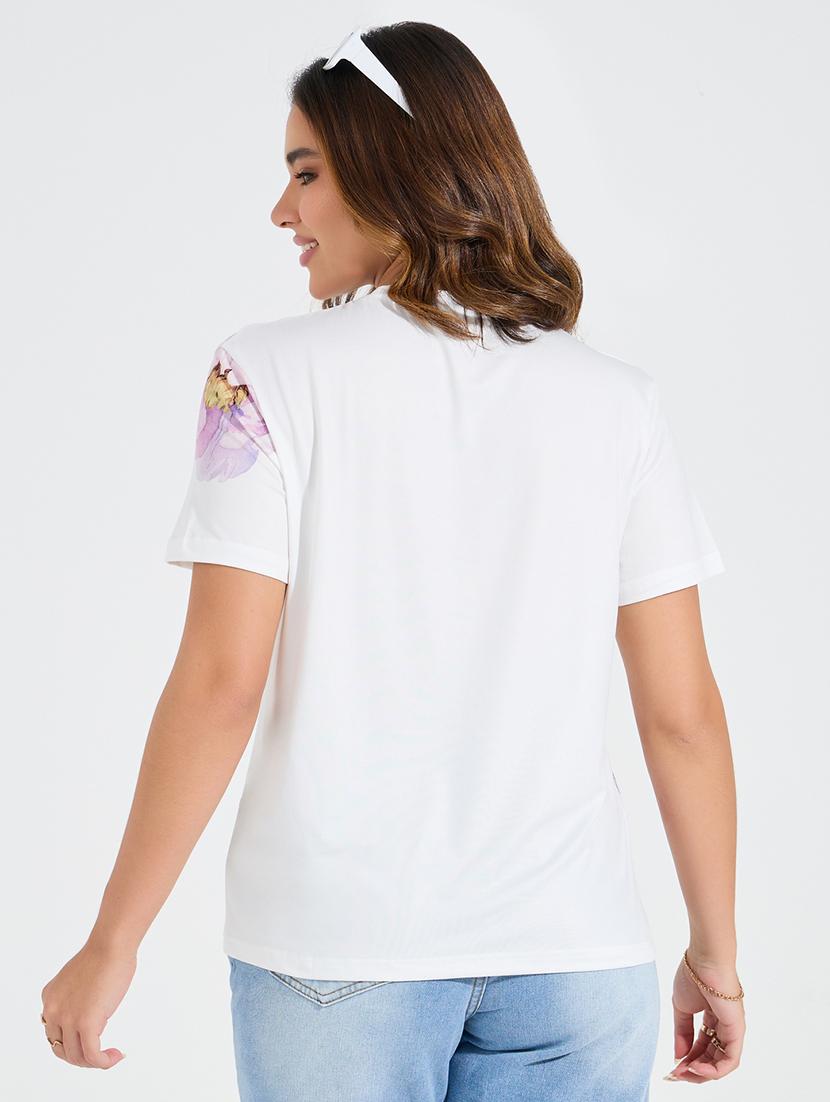women white polyester regular t-shirt - 21503948 - Zoom Image - 2