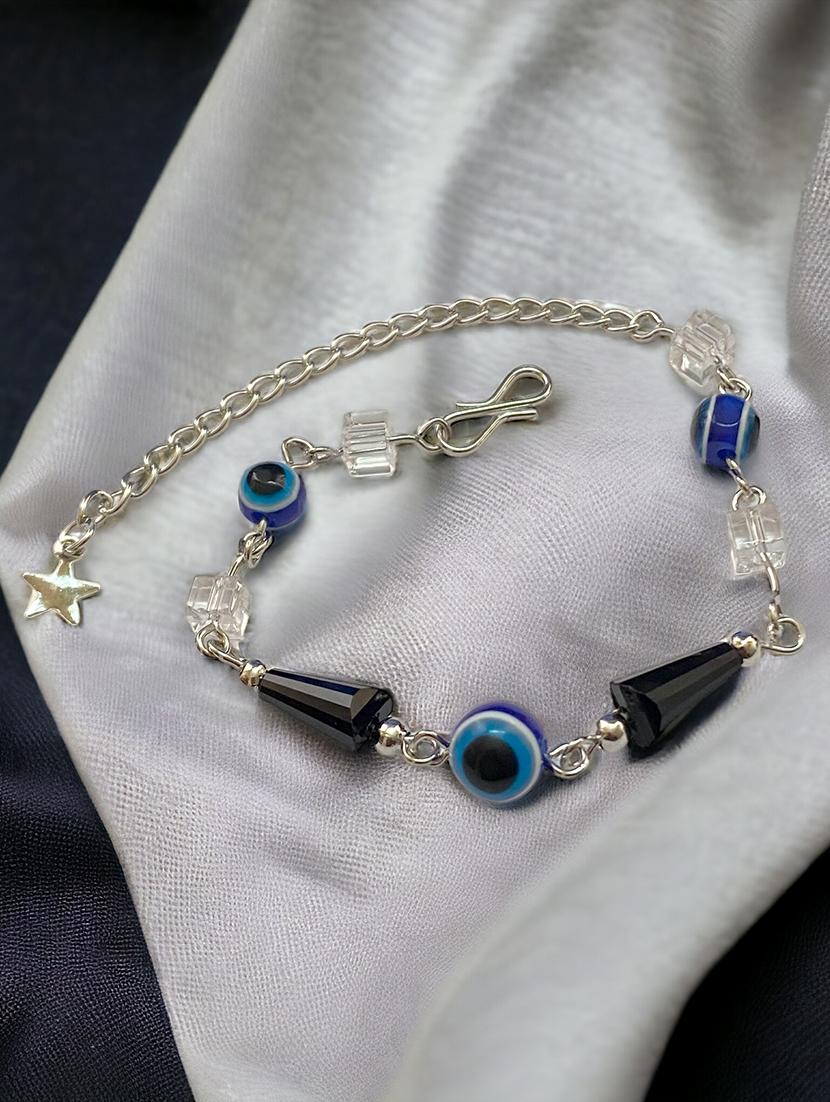 silver evil eye beaded bracelet - 21505868 - Standard Image - 3