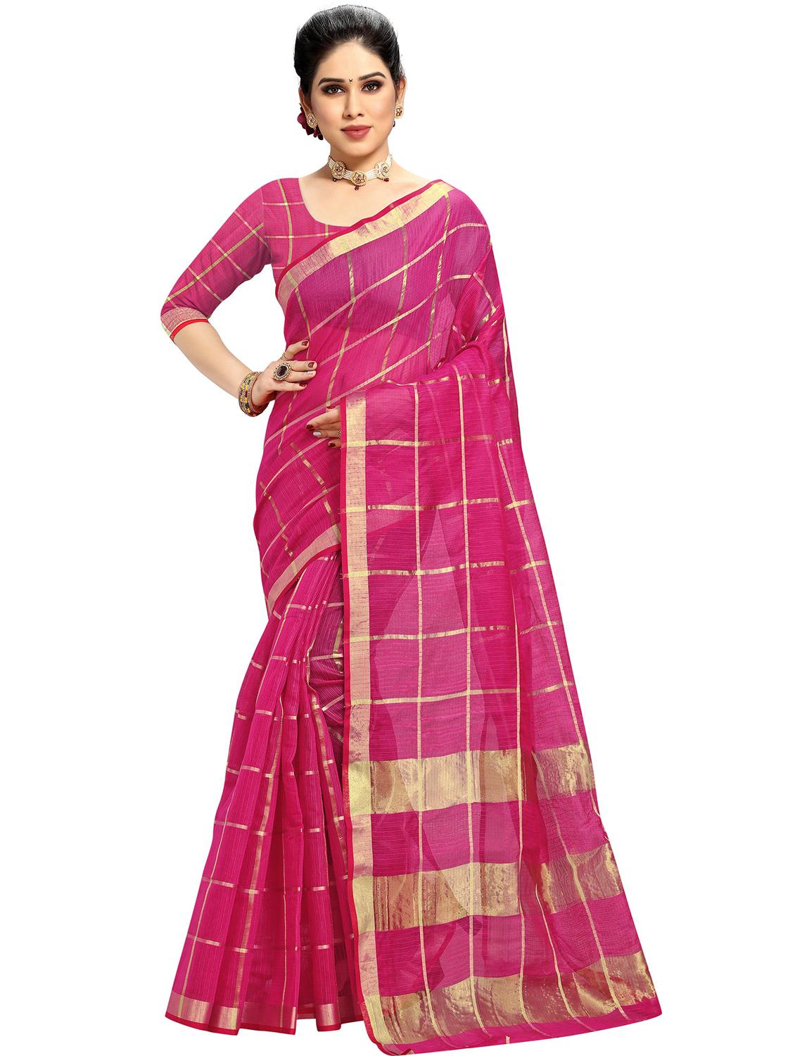 women checks kota doria saree with blouse