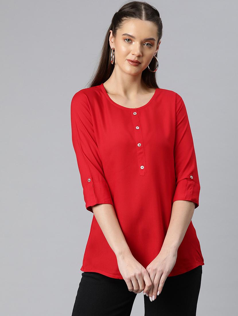 women red viscose regular top