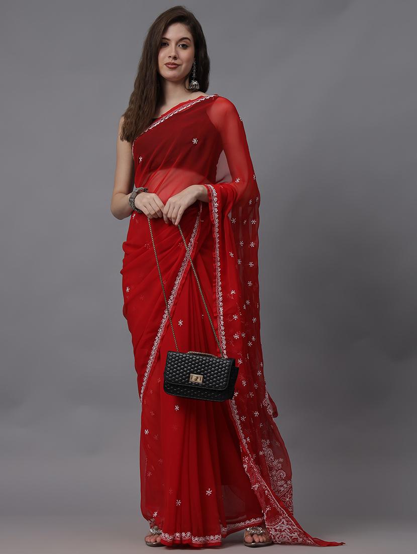 women chikankari work saree with blouse - 21508298 - Standard Image - 3