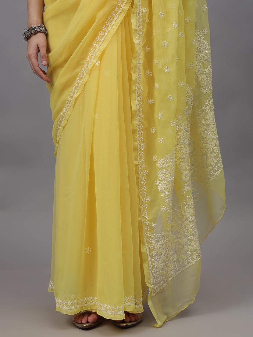 women chikankari work saree with blouse - 21508299 - Standard Image - 5