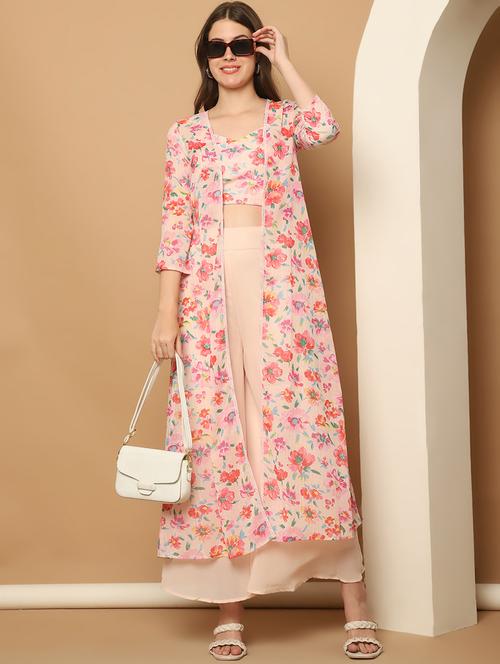 women pink printed co-ord set with jacket - 21512075 -  Standard Image - 0